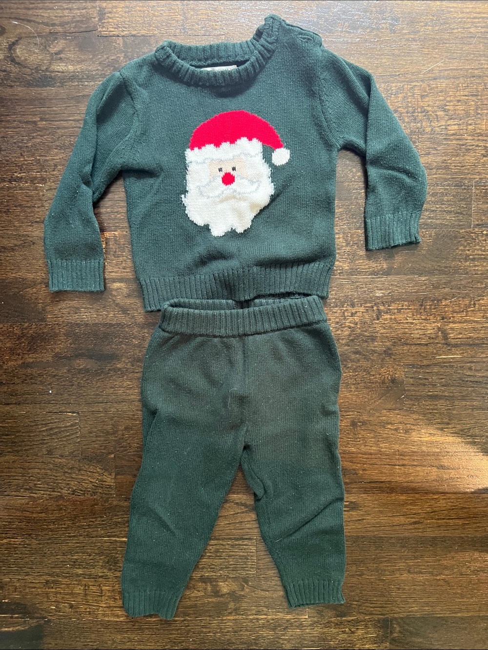 Adventure Wear baby boys  Green Knit Santa Sweater & Pants Set